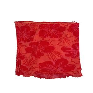 FREE PEOPLE Orange & Pink Hawaiian Floral Tube Top With Straps Womens Size L